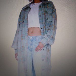 NWT Free People plaid long Ruby oversized shacket jacket (tag detached)